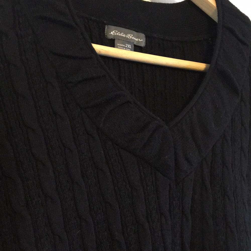 Eddie Bauer Cable Knit Sweater Black 2XL